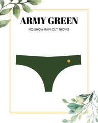 Army green - Second Skin Raw Cut Thong