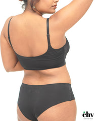 Black - Scoop Neck Adjustable Strap Bra