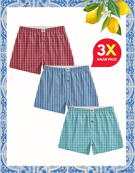 3X Pack - Cotton Woven Boxer Shorts