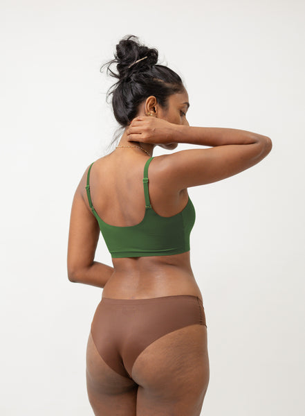 Forest Green - Scoop Neck Adjustable Strap Bra