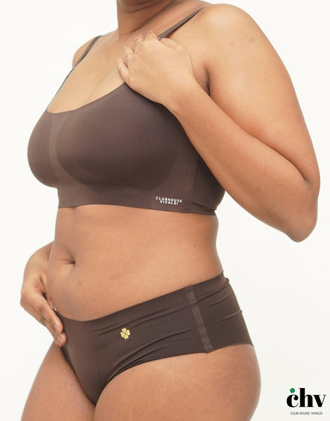 Espresso - Scoop Neck Adjustable Strap Bra