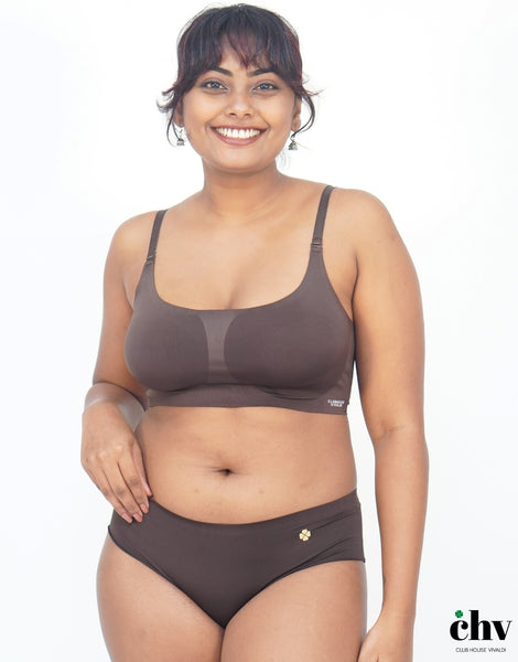 Espresso - Scoop Neck Adjustable Strap Bra