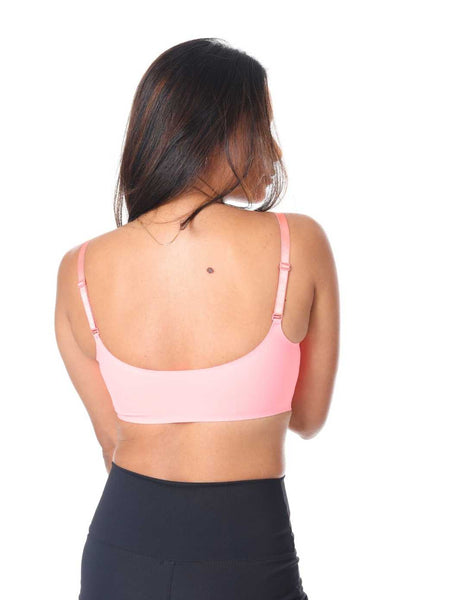 Neon Pink - Scoop Neck Adjustable Strap Bra