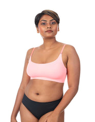 Peach  - Scoop Neck Adjustable Strap Bra