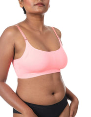 Peach  - Scoop Neck Adjustable Strap Bra